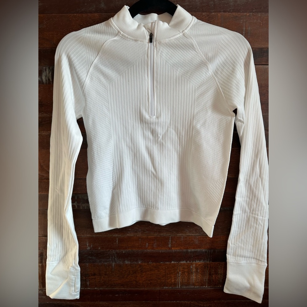 DSG Women's White Ribbed Quarter Zip